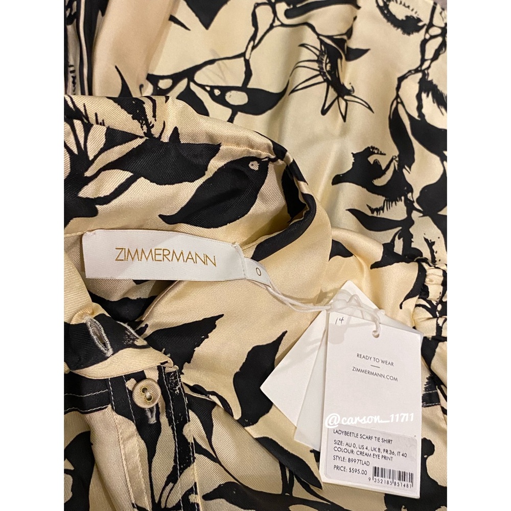 Zimmermann Ladybeetle Scarf Tie Silk Shirt - Picture 6 of 12